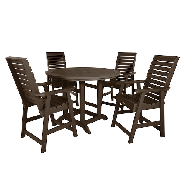 Highwood Usa Weatherly 5pc Round Counter Height Outdoor Patio Furniture Dining Set AD-CNW48-ACE - main